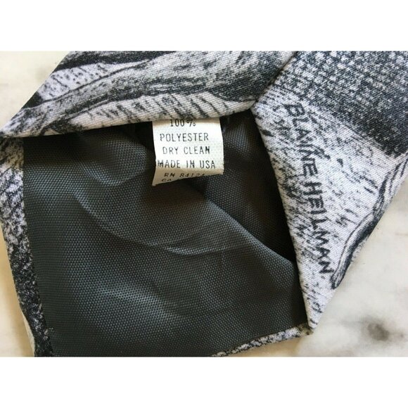 Vintage Ralph Marlin Men's Tie Blaine Heilman Buckwheat ENT Black White 1991 USA - Picture 7 of 7